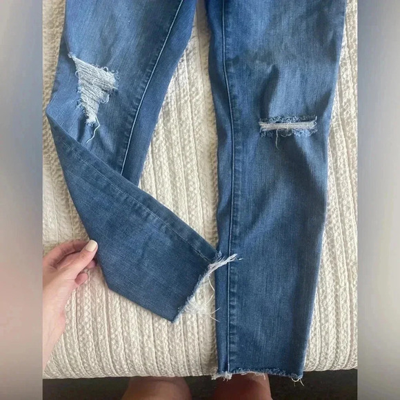 Madewell dark wash 9” mid-rise skinny jeans size 29 raw hem ankles - Picture 2 of 9